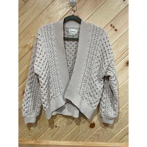 Abercrombie & Fitch Womens Cardigan Sweater Cable Knit Open Front Beige Size XS